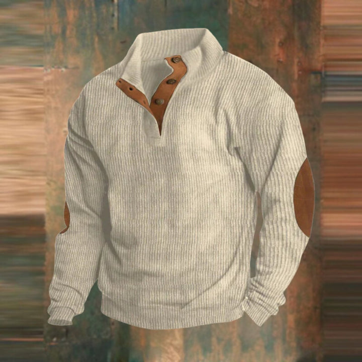 Harrison | Mens Ribbed Knit Suede Elbow Patch Jumper