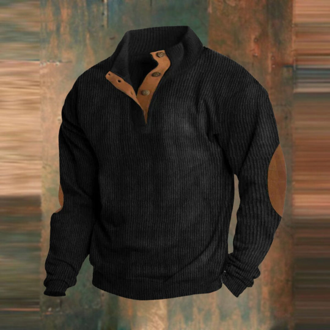 Harrison | Mens Ribbed Knit Suede Elbow Patch Jumper