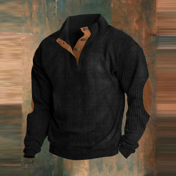 Harrison | Mens Ribbed Knit Suede Elbow Patch Jumper