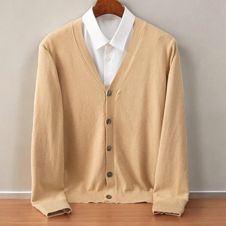 Nathaniel | Mens V-Neck Button Up Cashmere Blend Cardigan
