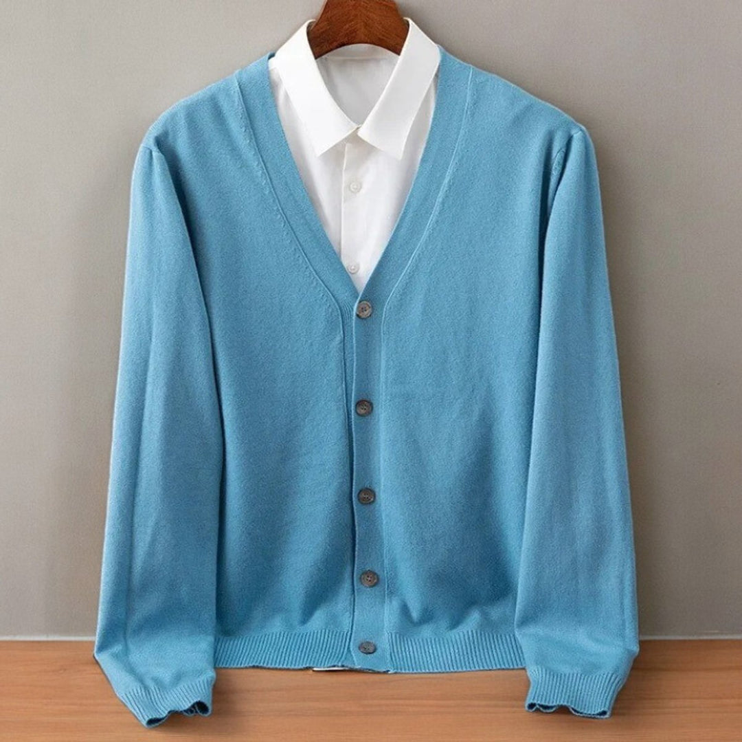 Nathaniel | Mens V-Neck Button Up Cashmere Blend Cardigan