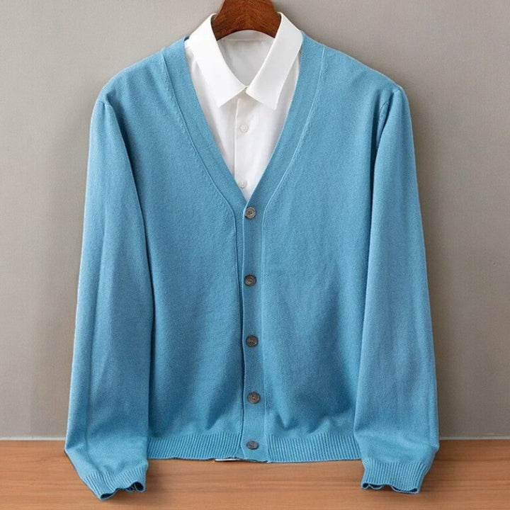 Nathaniel | Mens V-Neck Button Up Cashmere Blend Cardigan