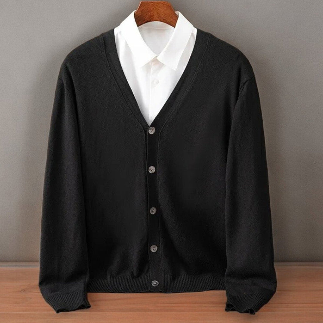 Nathaniel | Mens V-Neck Button Up Cashmere Blend Cardigan
