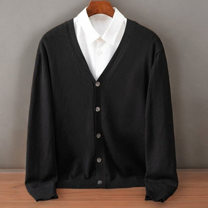 Nathaniel | Mens V-Neck Button Up Cashmere Blend Cardigan