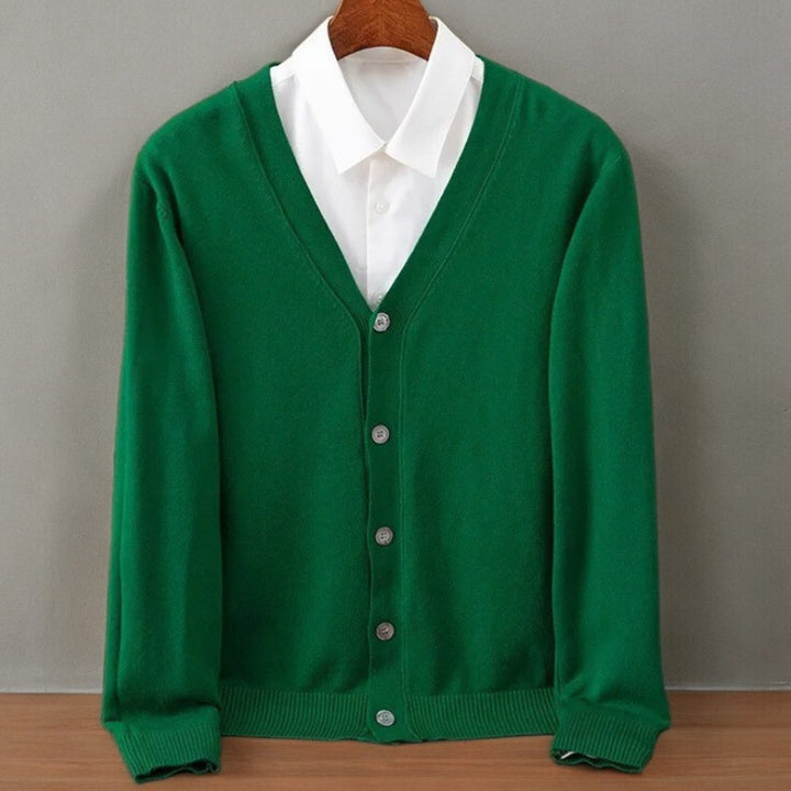 Nathaniel | Mens V-Neck Button Up Cashmere Blend Cardigan