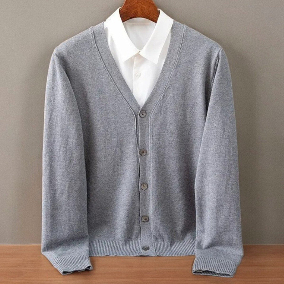 Nathaniel | Mens V-Neck Button Up Cashmere Blend Cardigan