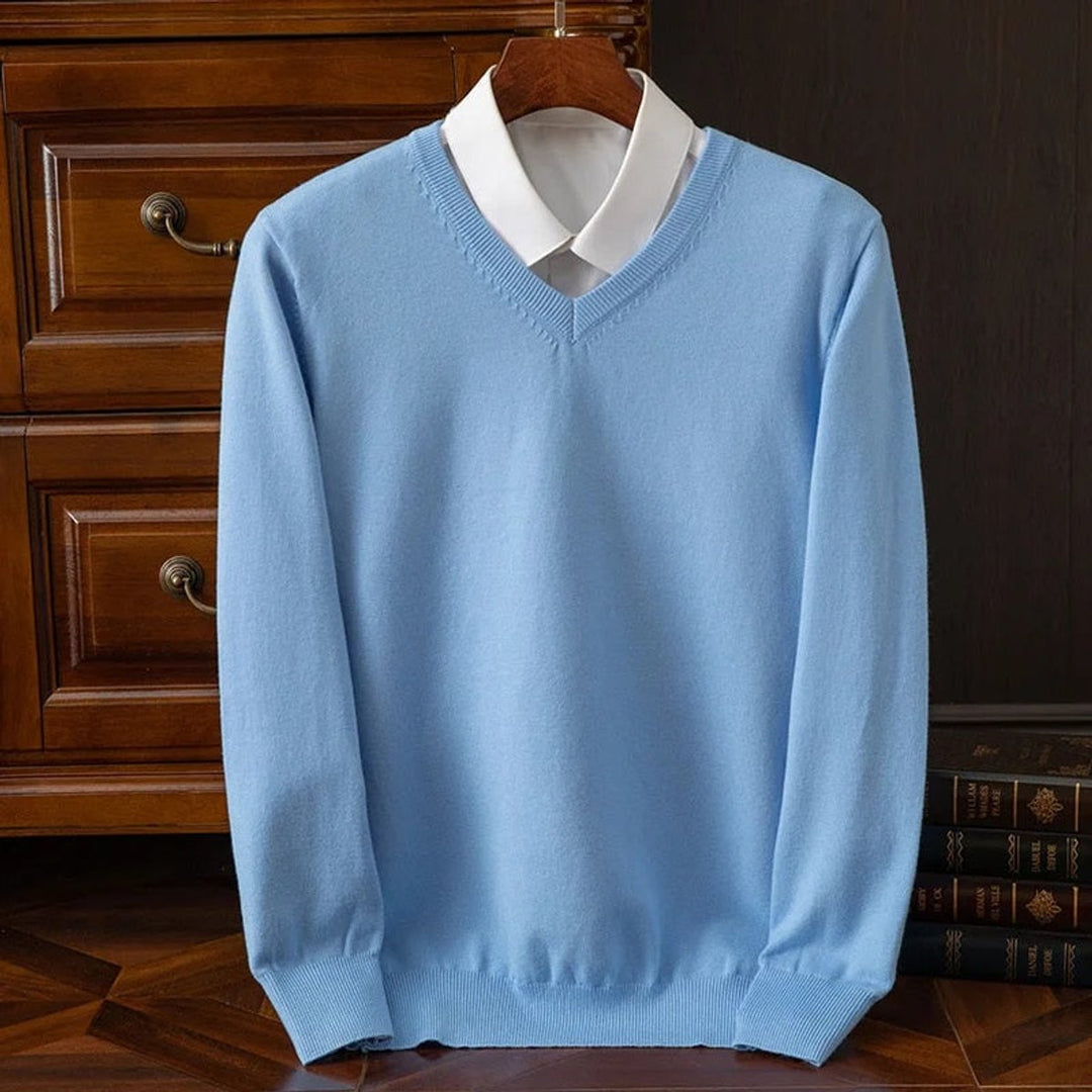 Sebastian | Mens V-Neck Cashmere Blend Knit Jumper