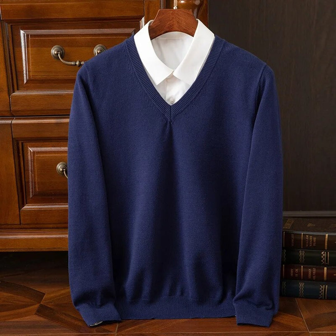 Sebastian | Mens V-Neck Cashmere Blend Knit Jumper
