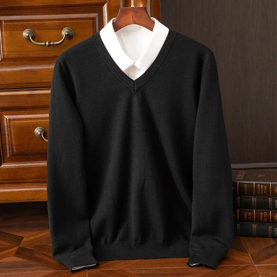 Sebastian | Mens V-Neck Cashmere Blend Knit Jumper