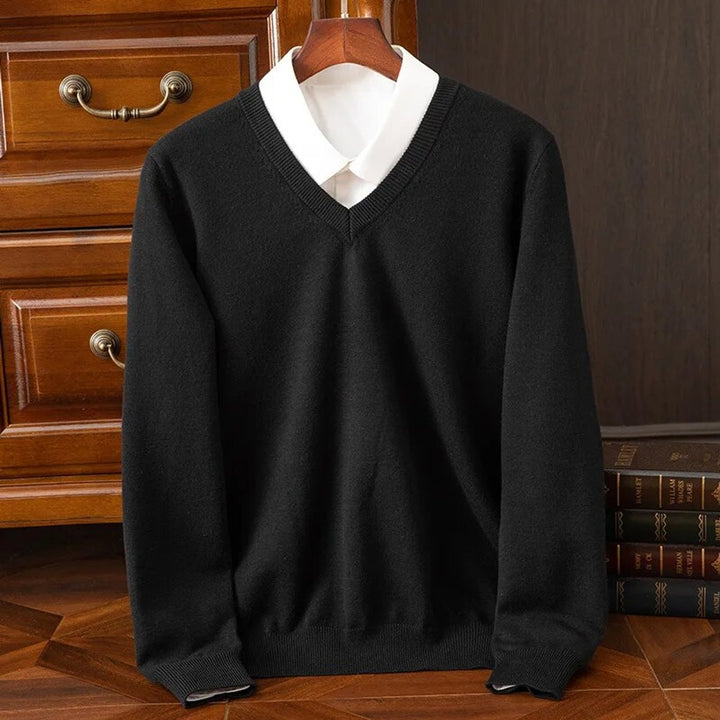 Sebastian | Mens V-Neck Cashmere Blend Knit Jumper