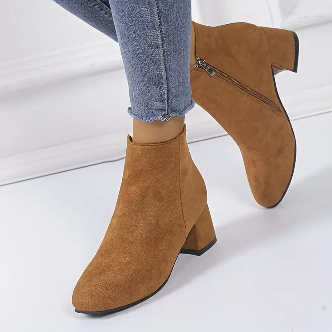 Millie | Suede Side Zip Ankle Boots