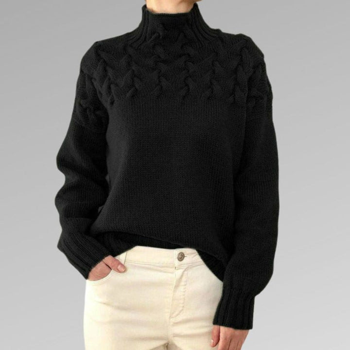 Delia | Cable Yoke Turtleneck Jumper Relaxed