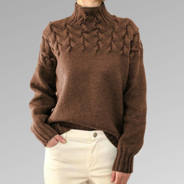 Delia | Cable Yoke Turtleneck Jumper Relaxed