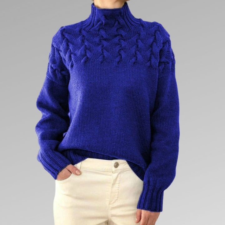 Delia | Cable Yoke Turtleneck Jumper Relaxed
