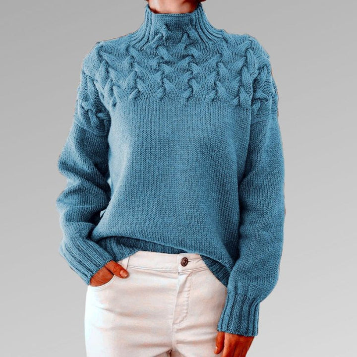 Delia | Cable Yoke Turtleneck Jumper Relaxed