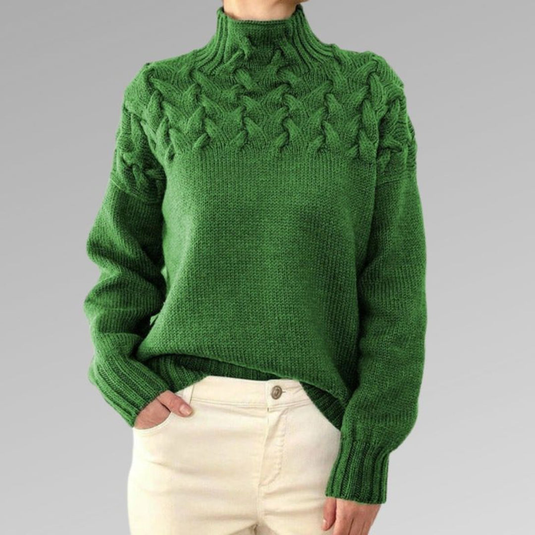 Delia | Cable Yoke Turtleneck Jumper Relaxed