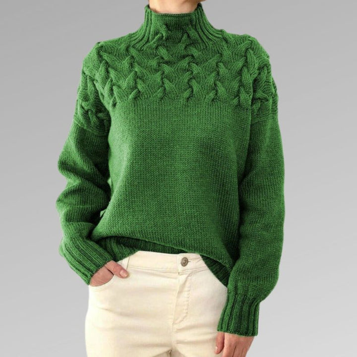 Delia | Cable Yoke Turtleneck Jumper Relaxed