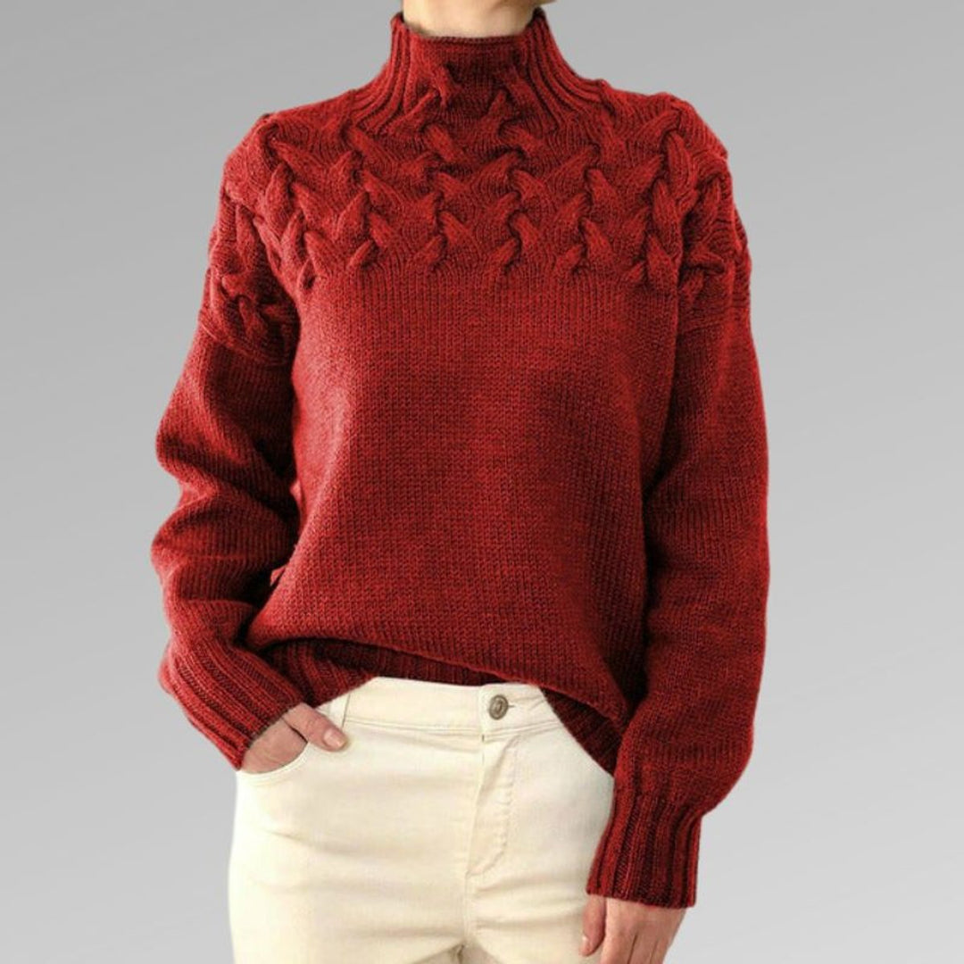 Delia | Cable Yoke Turtleneck Jumper Relaxed
