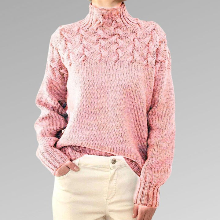 Delia | Cable Yoke Turtleneck Jumper Relaxed