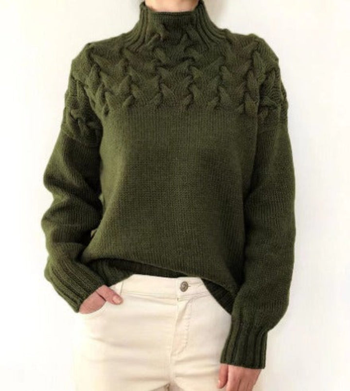 Delia | Cable Yoke Turtleneck Jumper Relaxed