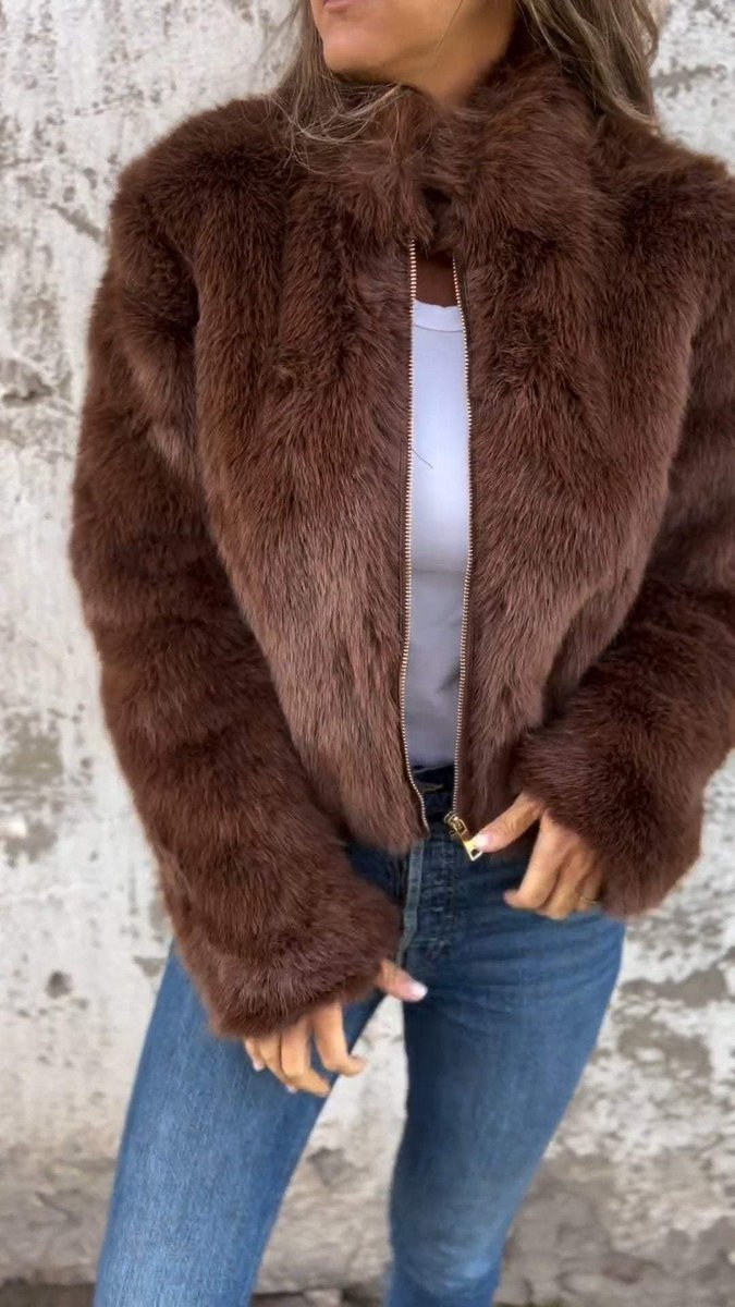 Beatrice | Cropped Open Front Faux Coat