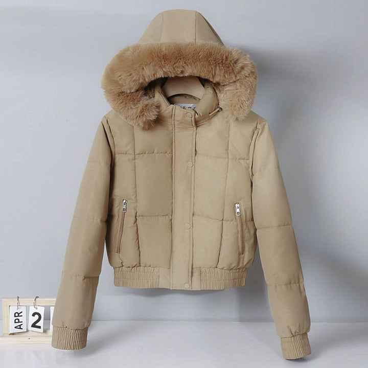 Hattie | Cropped Bomber Puffer Jacket Hooded