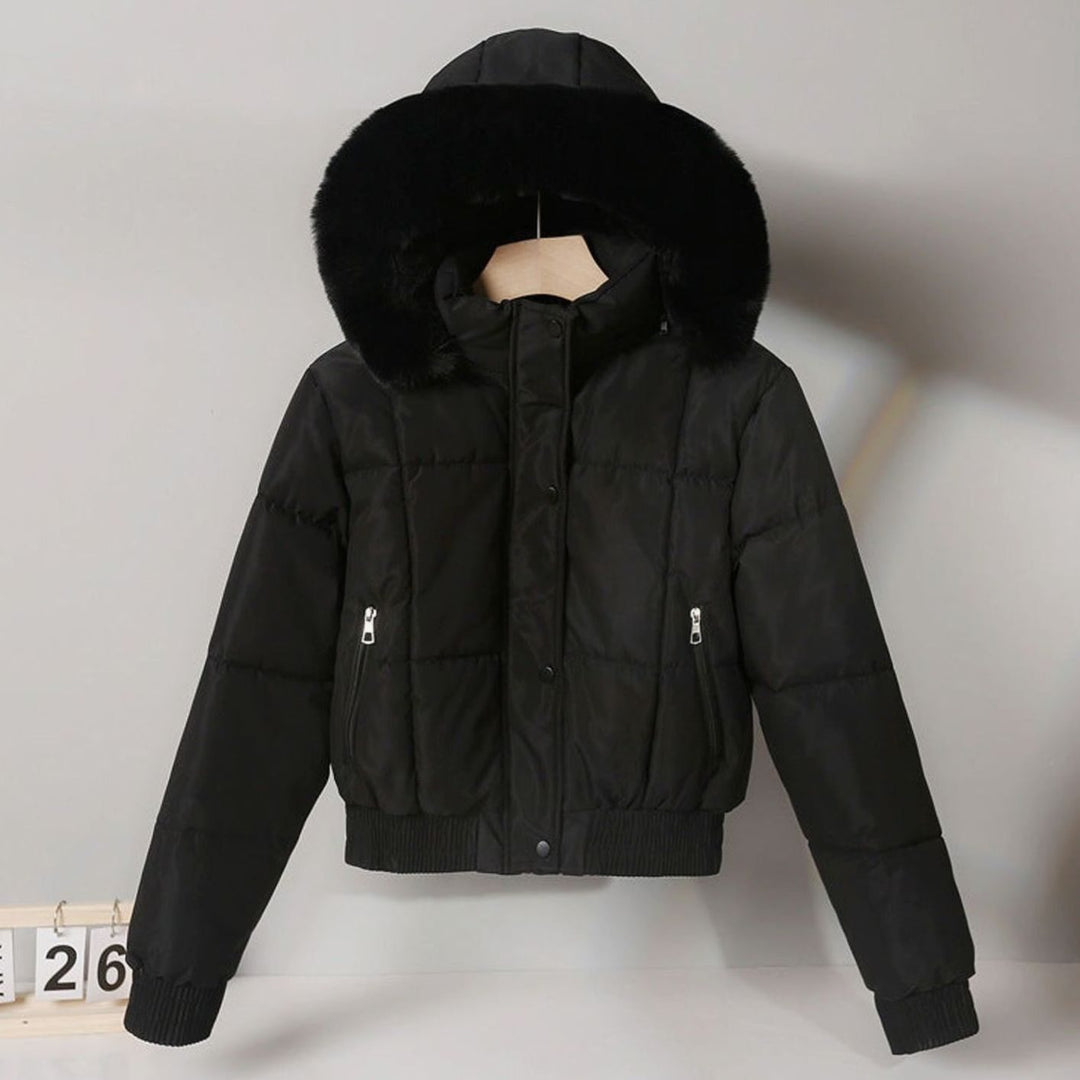 Hattie | Cropped Bomber Puffer Jacket Hooded