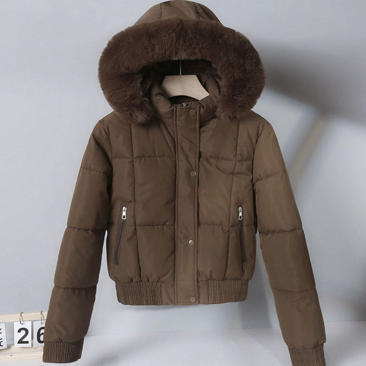 Hattie | Cropped Bomber Puffer Jacket Hooded
