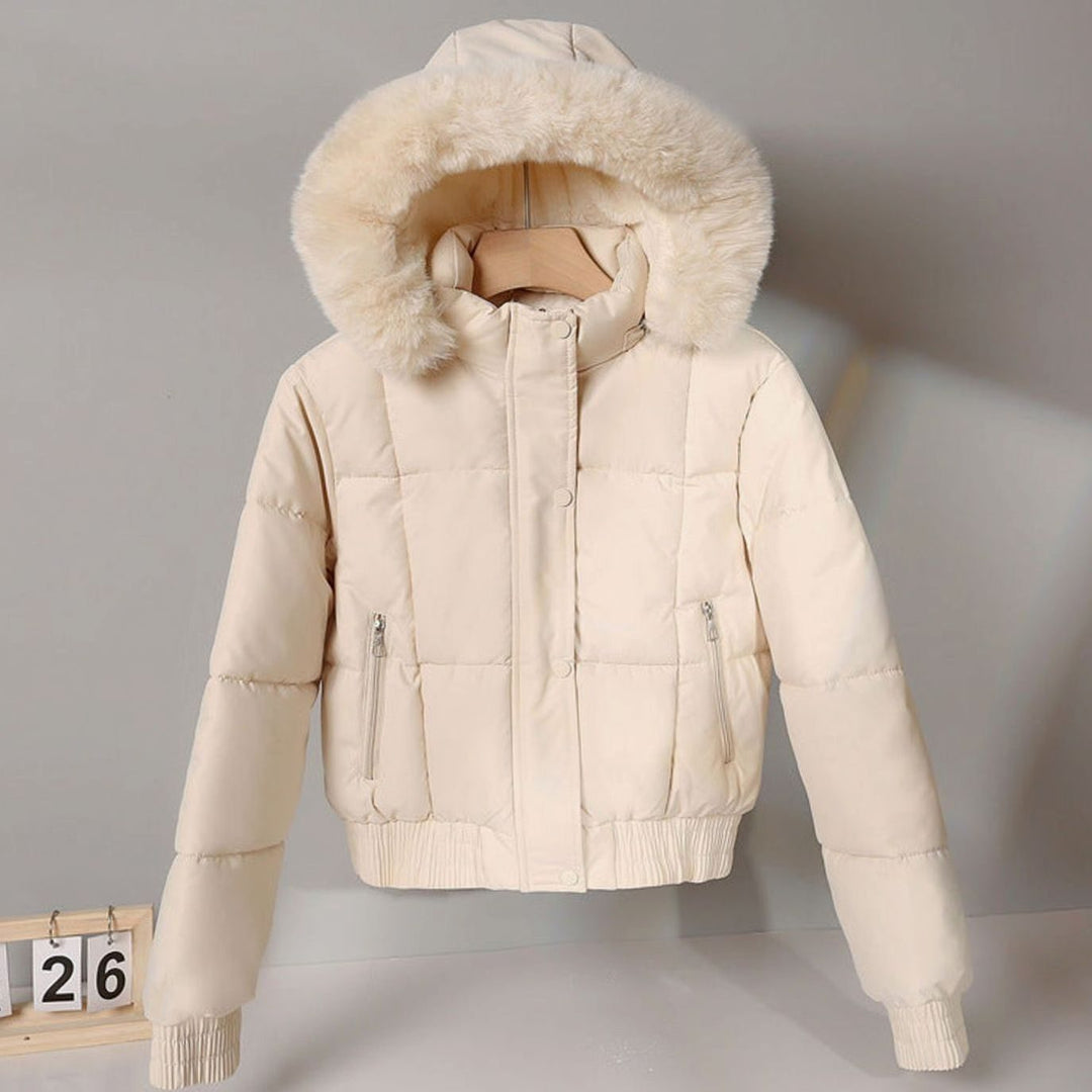 Hattie | Cropped Bomber Puffer Jacket Hooded