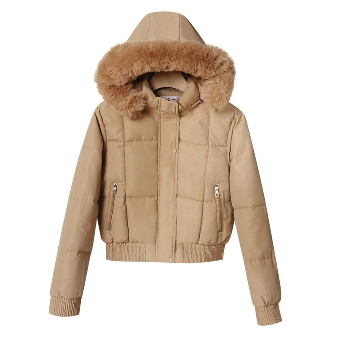 Hattie | Cropped Bomber Puffer Jacket Hooded