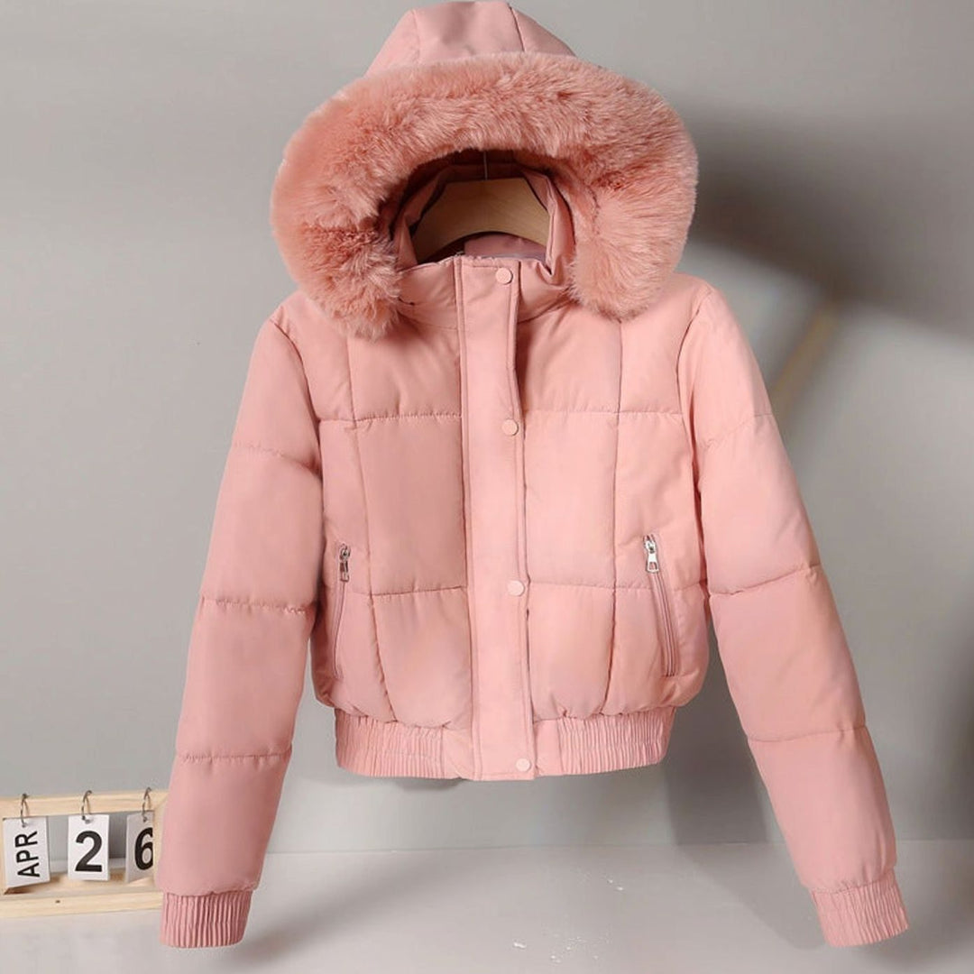 Hattie | Cropped Bomber Puffer Jacket Hooded