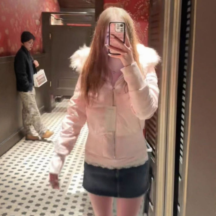 Daphne | Cropped Faux Fur Puffer Jacket