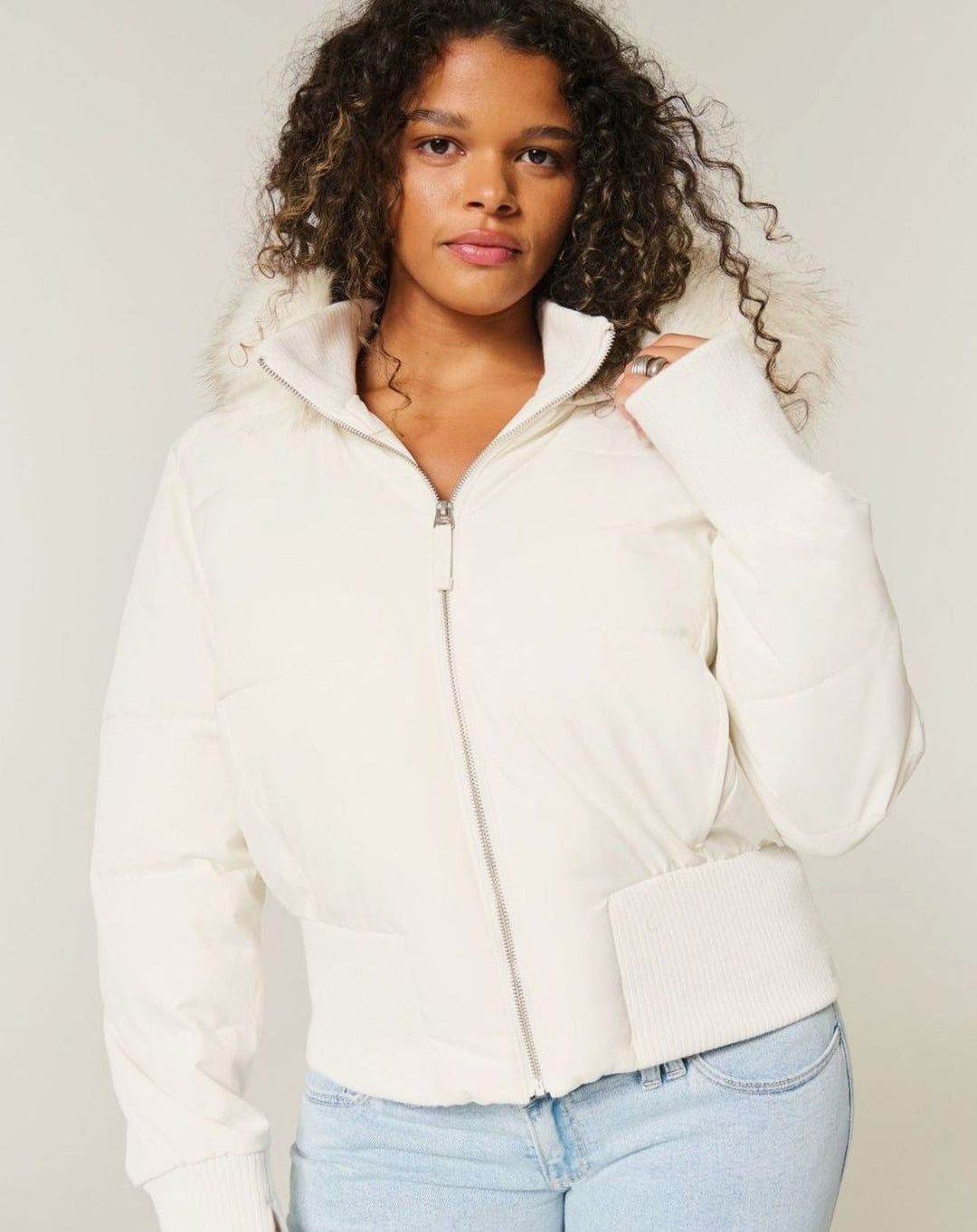 Daphne | Cropped Faux Fur Puffer Jacket