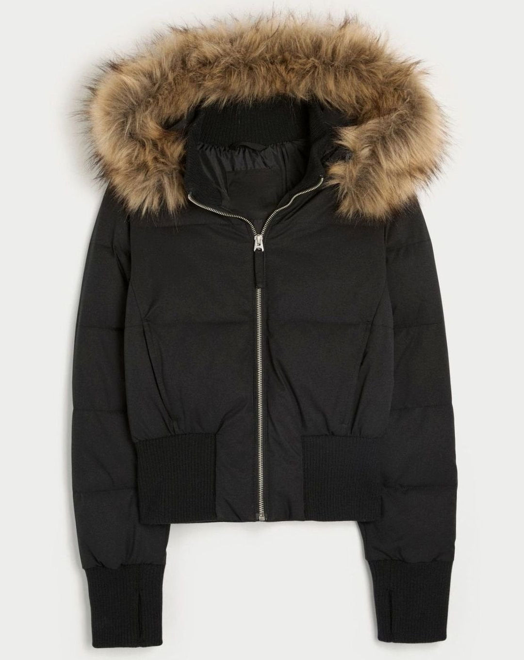 Daphne | Cropped Faux Fur Puffer Jacket