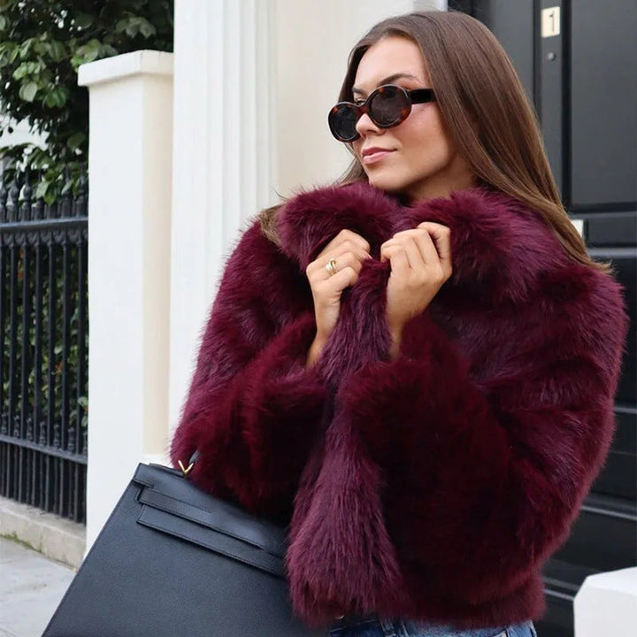Clara | Cropped V Neck Fluffy Coat