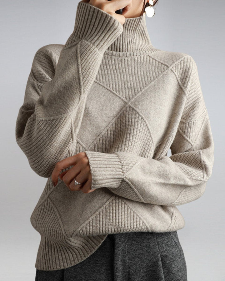 Lavinia | Diamond Knit Turtleneck Jumper Womens