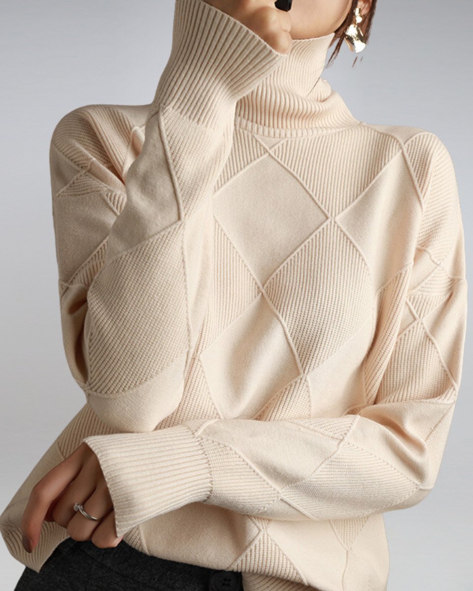 Lavinia | Diamond Knit Turtleneck Jumper Womens