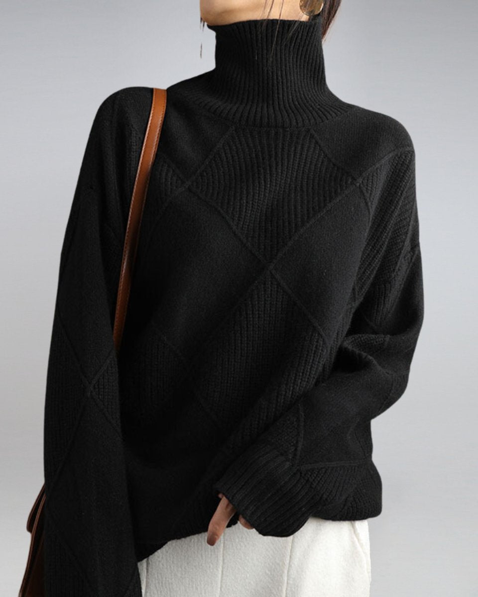 Lavinia | Diamond Knit Turtleneck Jumper Womens