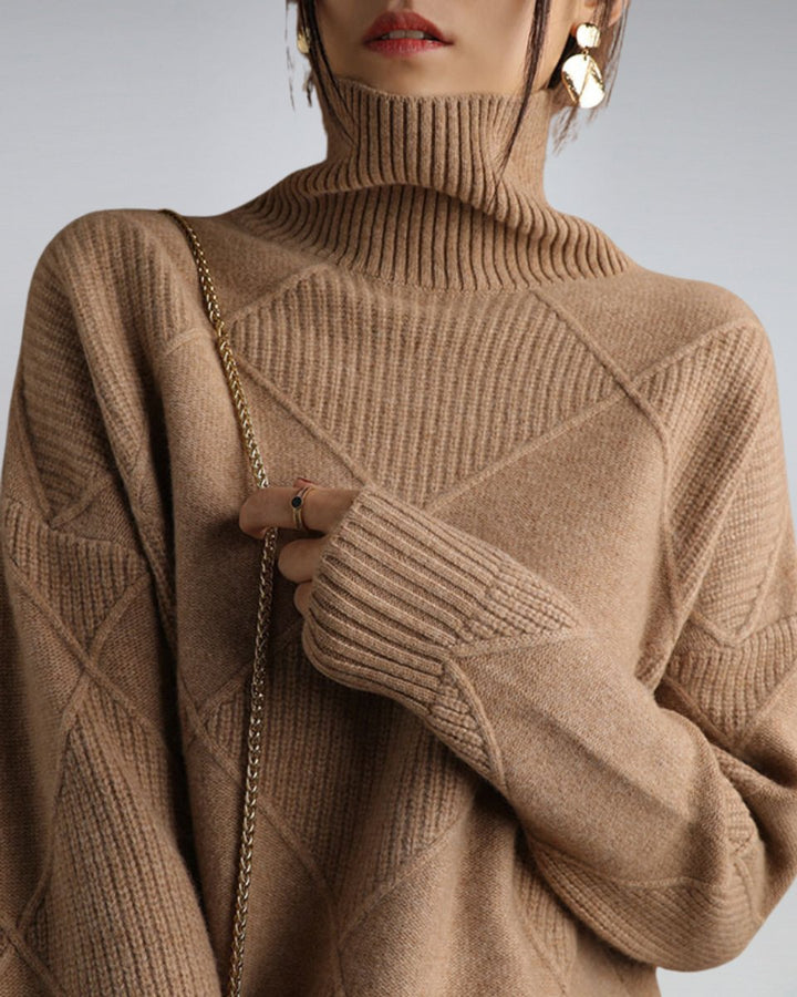 Lavinia | Diamond Knit Turtleneck Jumper Womens