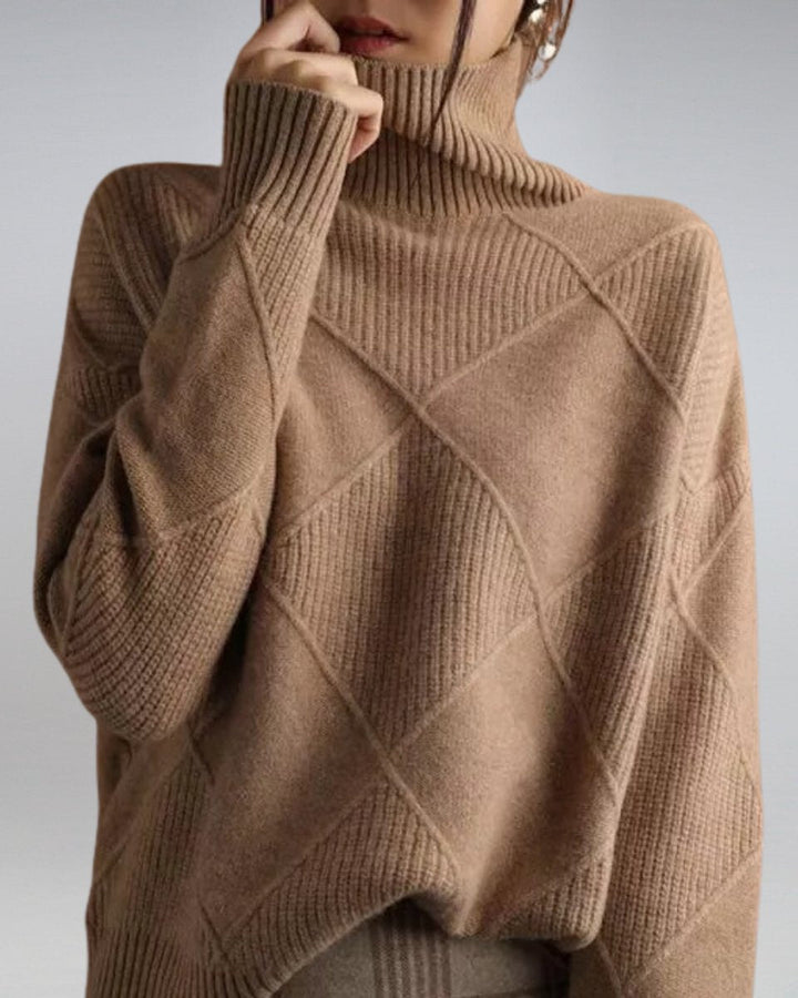 Lavinia | Diamond Knit Turtleneck Jumper Womens