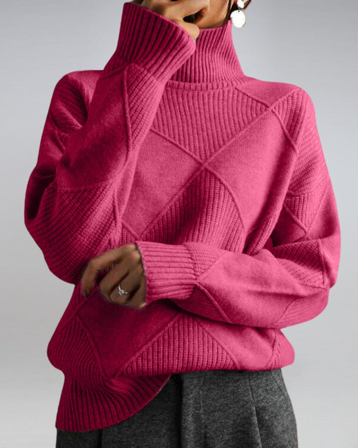 Lavinia | Diamond Knit Turtleneck Jumper Womens