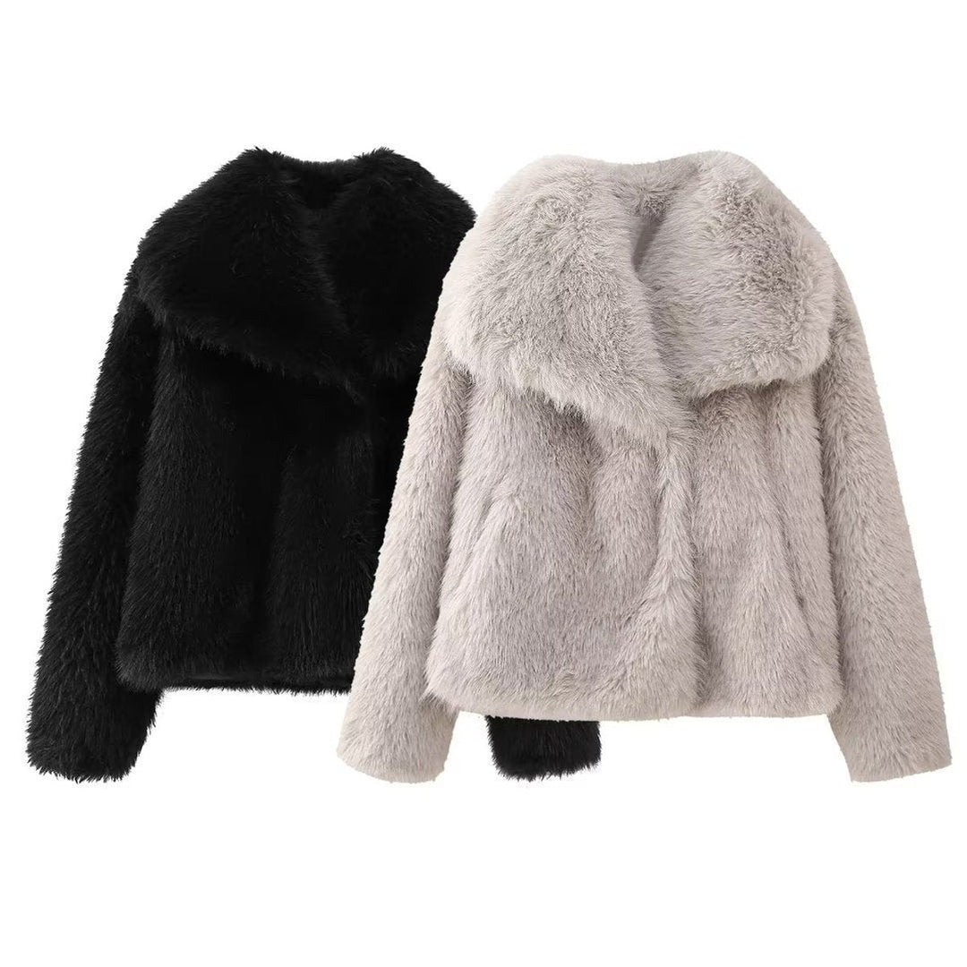 Millie | Elegant Cropped Black Faux Coat