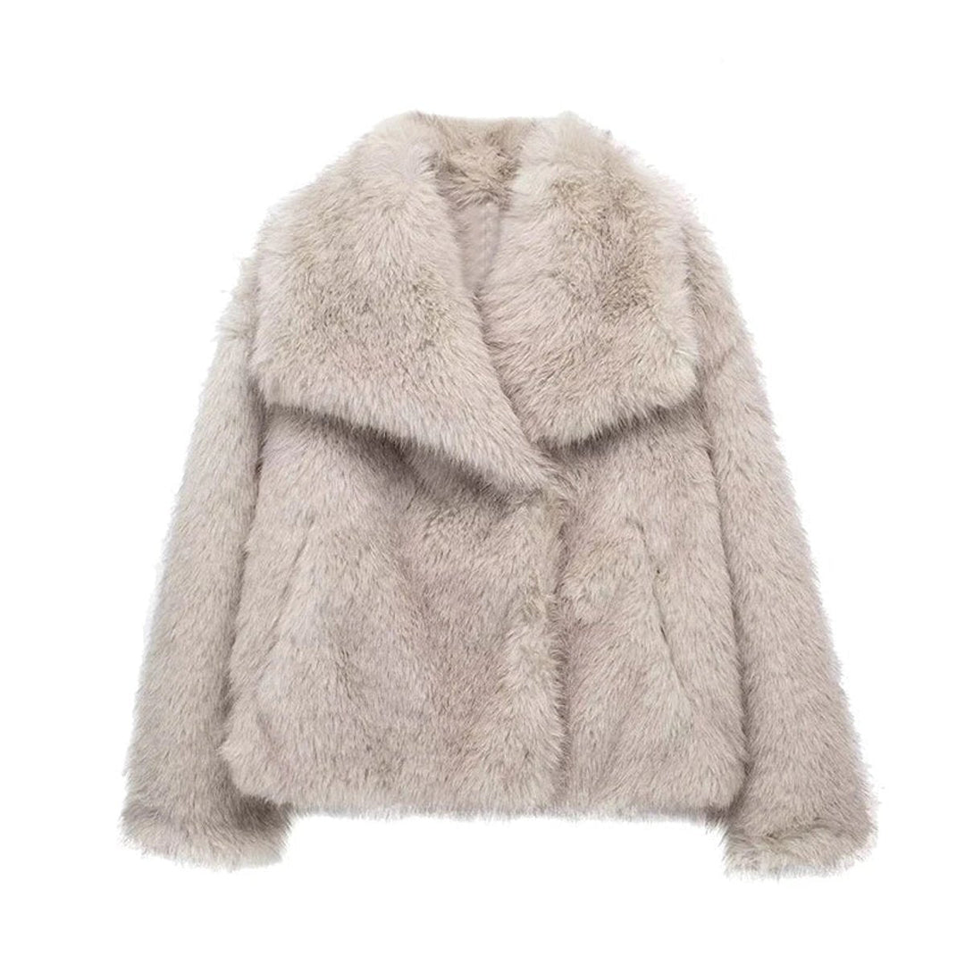 Genevieve | Fluffy Short Lapel Collar Coat