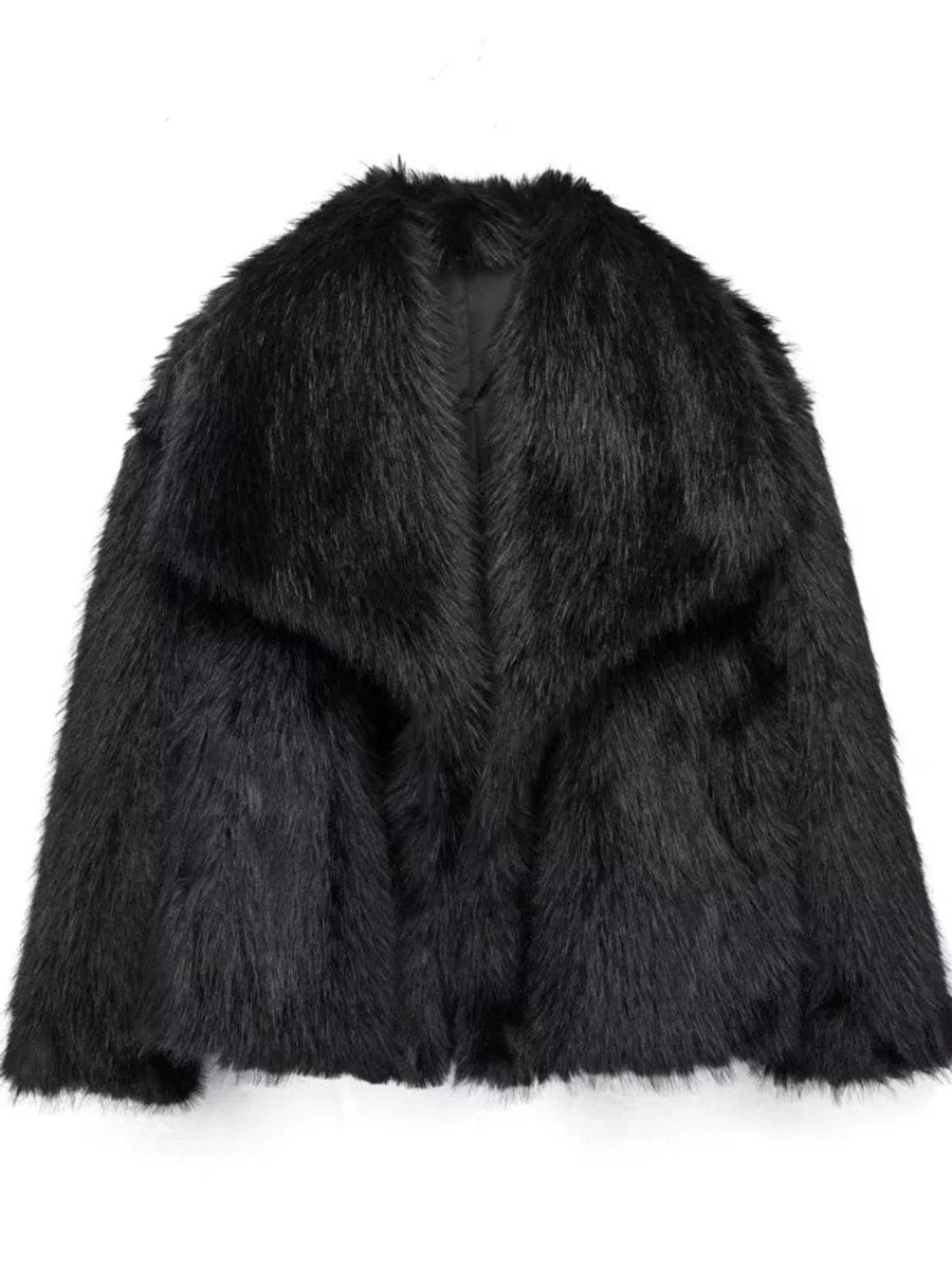 Genevieve | Fluffy Short Lapel Collar Coat