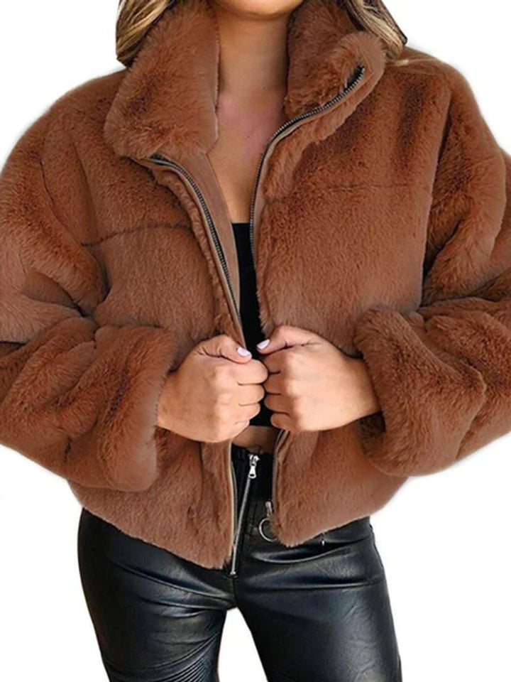 Nora | Fluffy Zip Up Short Coat