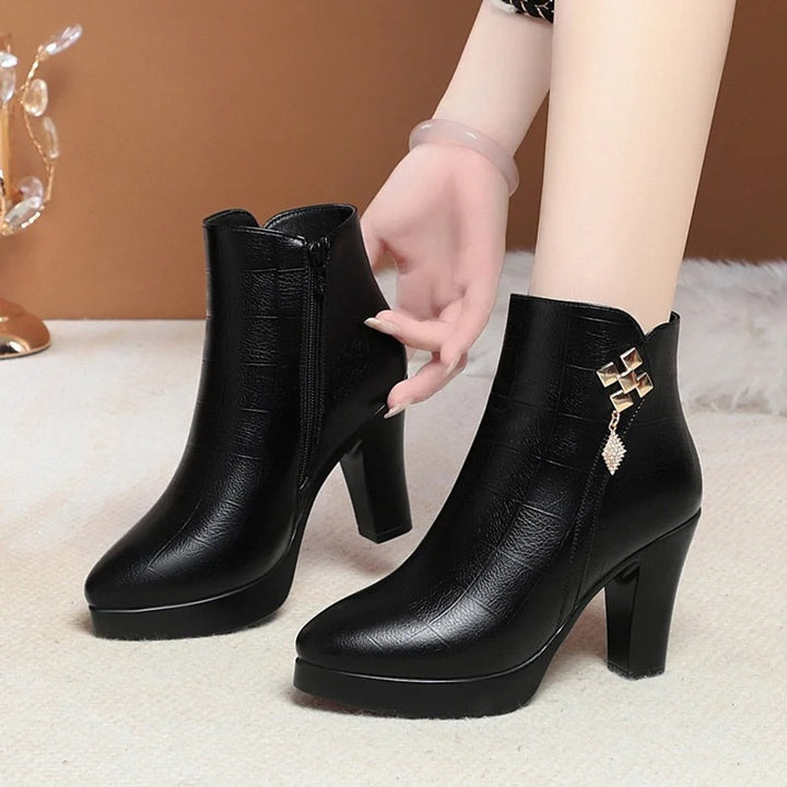 Freya | Fur Lined Block Heel Boots