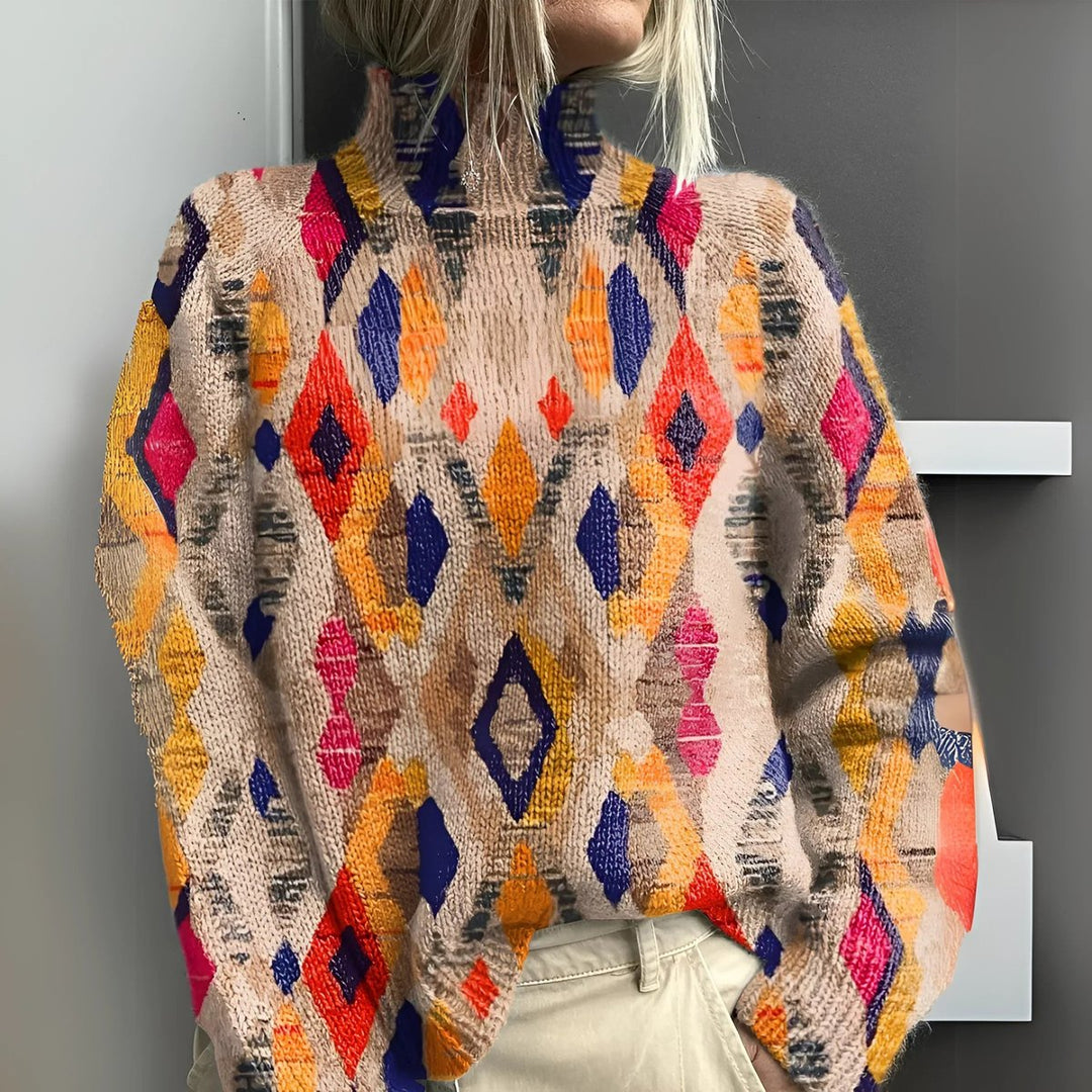 Nell | Plus Size Geometric Turtleneck Jumper