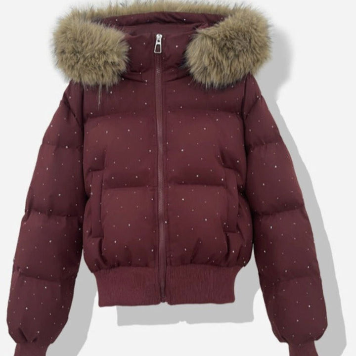 Juliet | Diamante Puffer Jacket Detachable Hood