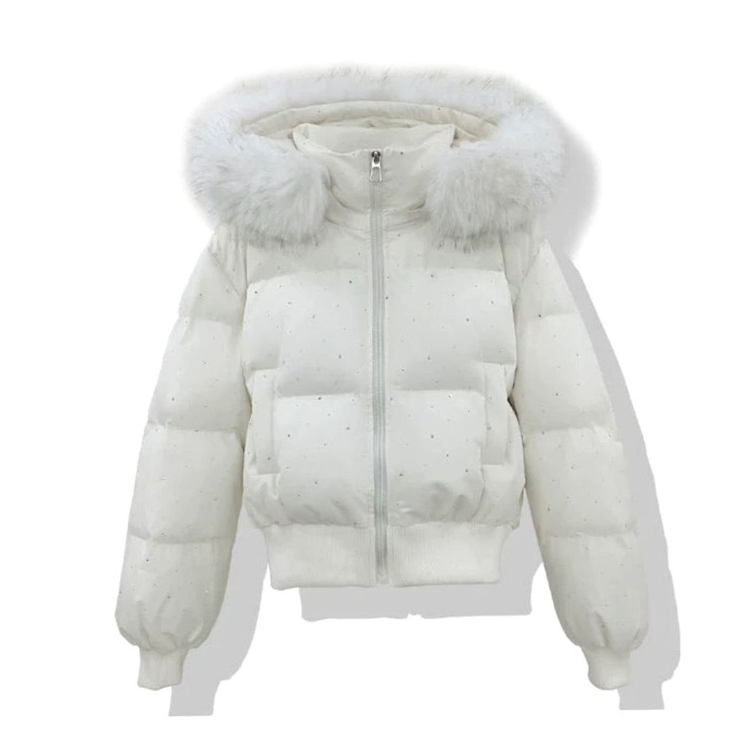 Juliet | Diamante Puffer Jacket Detachable Hood