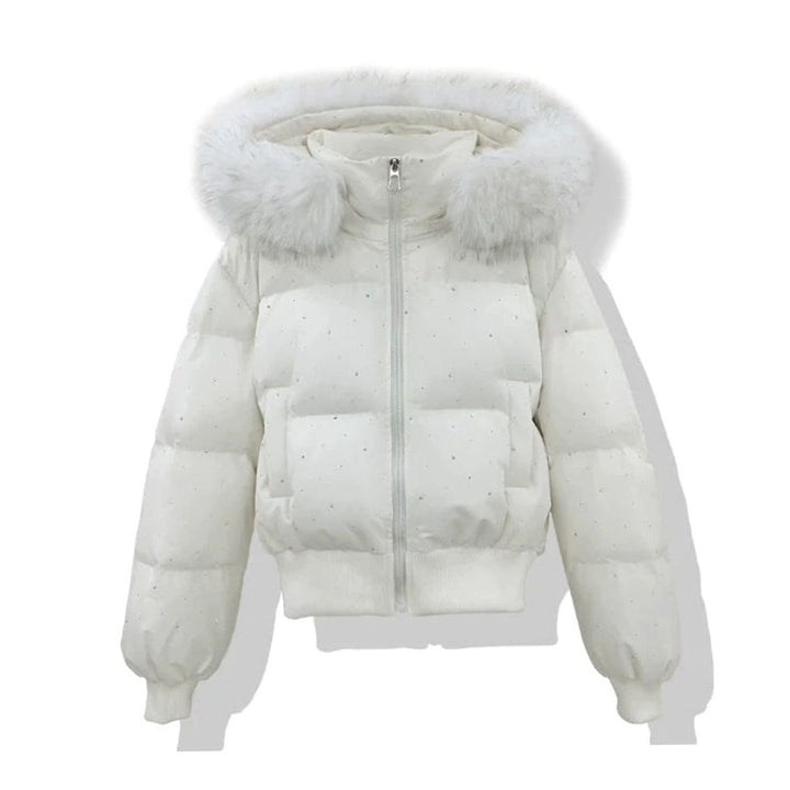 Juliet | Diamante Puffer Jacket Detachable Hood